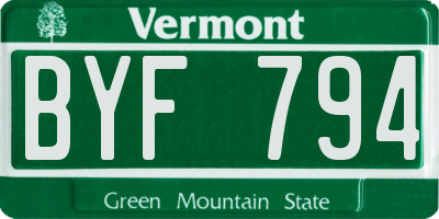 VT license plate BYF794