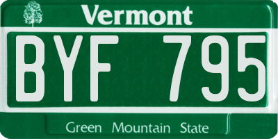VT license plate BYF795