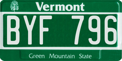 VT license plate BYF796