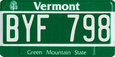 VT license plate BYF798