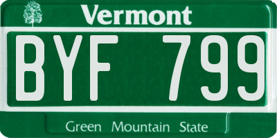 VT license plate BYF799