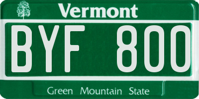 VT license plate BYF800