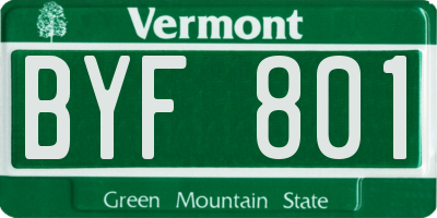 VT license plate BYF801