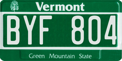 VT license plate BYF804