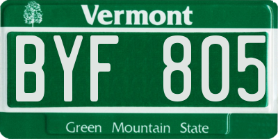 VT license plate BYF805