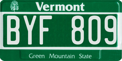 VT license plate BYF809