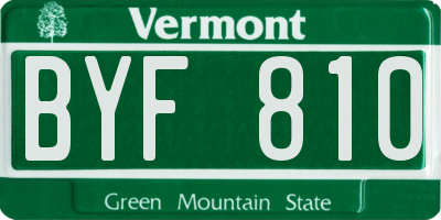 VT license plate BYF810