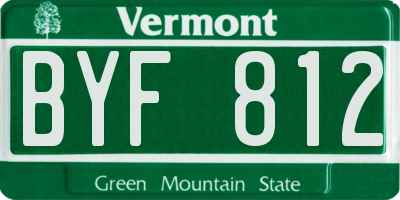 VT license plate BYF812
