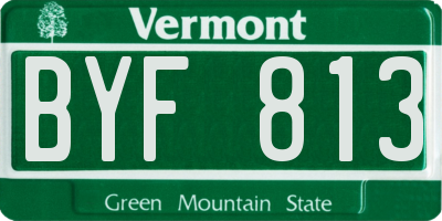 VT license plate BYF813