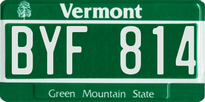 VT license plate BYF814