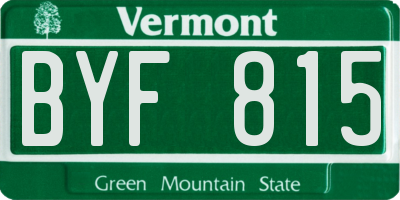 VT license plate BYF815