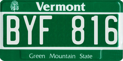 VT license plate BYF816