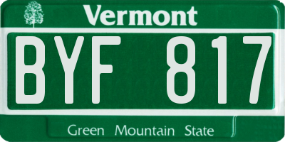 VT license plate BYF817