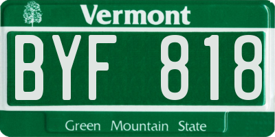 VT license plate BYF818