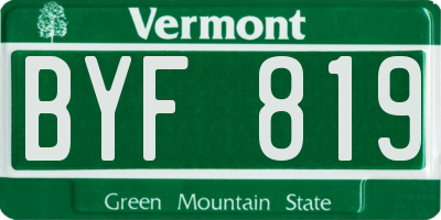VT license plate BYF819