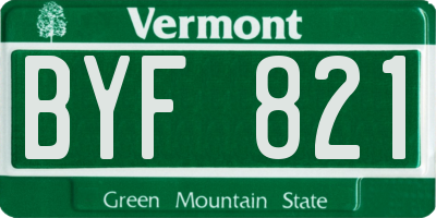 VT license plate BYF821