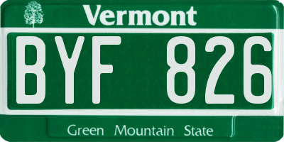 VT license plate BYF826