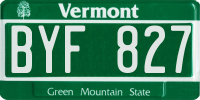 VT license plate BYF827