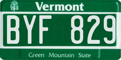 VT license plate BYF829