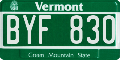VT license plate BYF830
