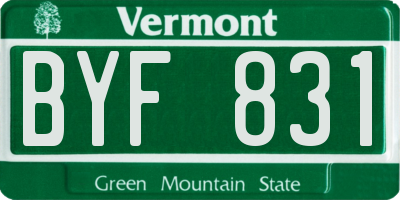 VT license plate BYF831