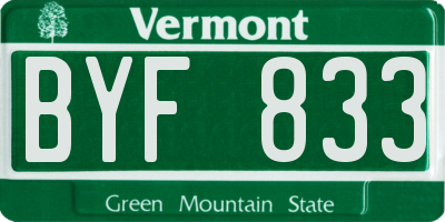 VT license plate BYF833