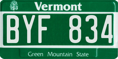 VT license plate BYF834