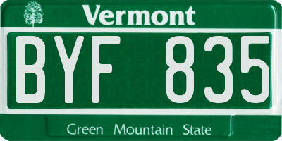 VT license plate BYF835