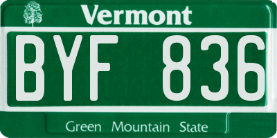 VT license plate BYF836