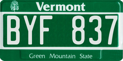 VT license plate BYF837