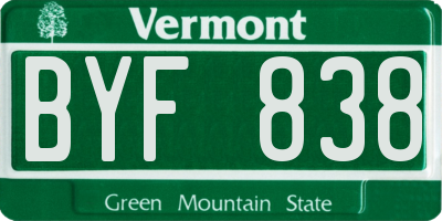 VT license plate BYF838
