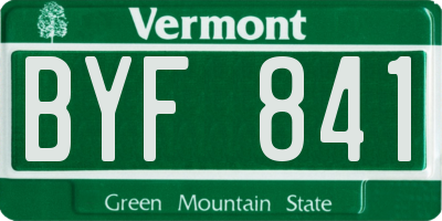 VT license plate BYF841