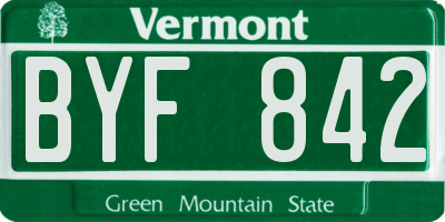 VT license plate BYF842