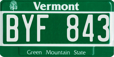 VT license plate BYF843
