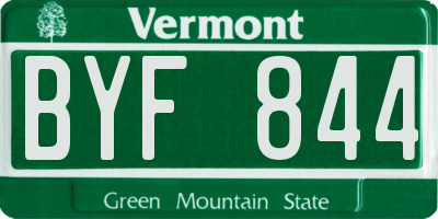 VT license plate BYF844