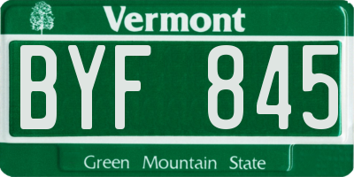 VT license plate BYF845