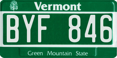 VT license plate BYF846