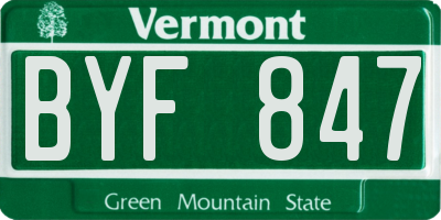 VT license plate BYF847