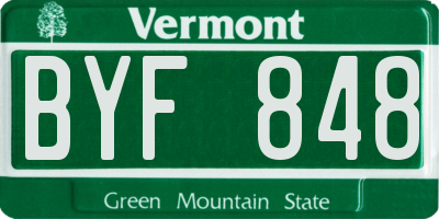VT license plate BYF848