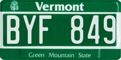 VT license plate BYF849