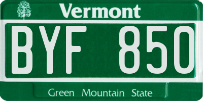 VT license plate BYF850
