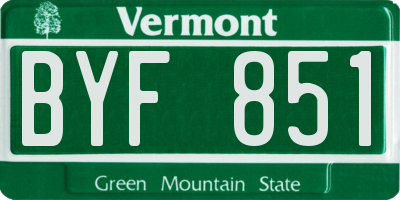 VT license plate BYF851