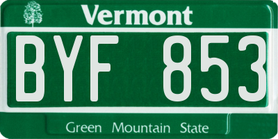 VT license plate BYF853