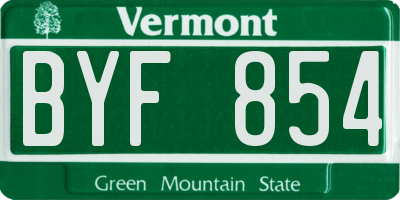 VT license plate BYF854