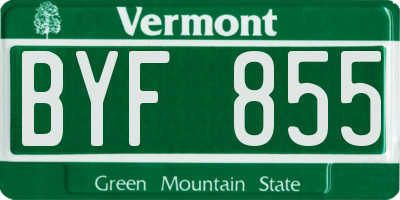VT license plate BYF855