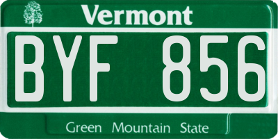 VT license plate BYF856