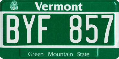 VT license plate BYF857