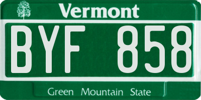 VT license plate BYF858