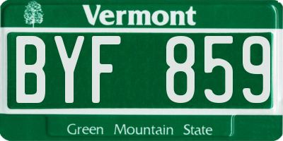 VT license plate BYF859