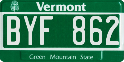 VT license plate BYF862